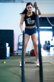 Working out with Battle Rope Bear Komplex