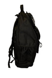 Military backpack black side view