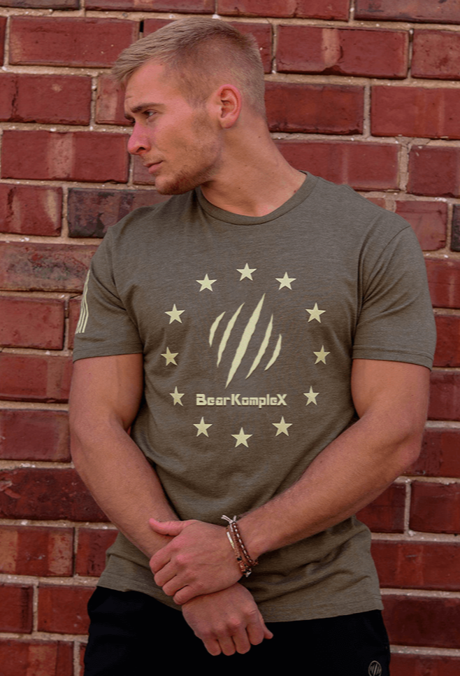 man wearing BKX Patriot Series - Green/tan front view