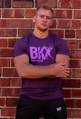 Bear KompleX Men's T-Shirt - Purple BKX / Purple Font Front View