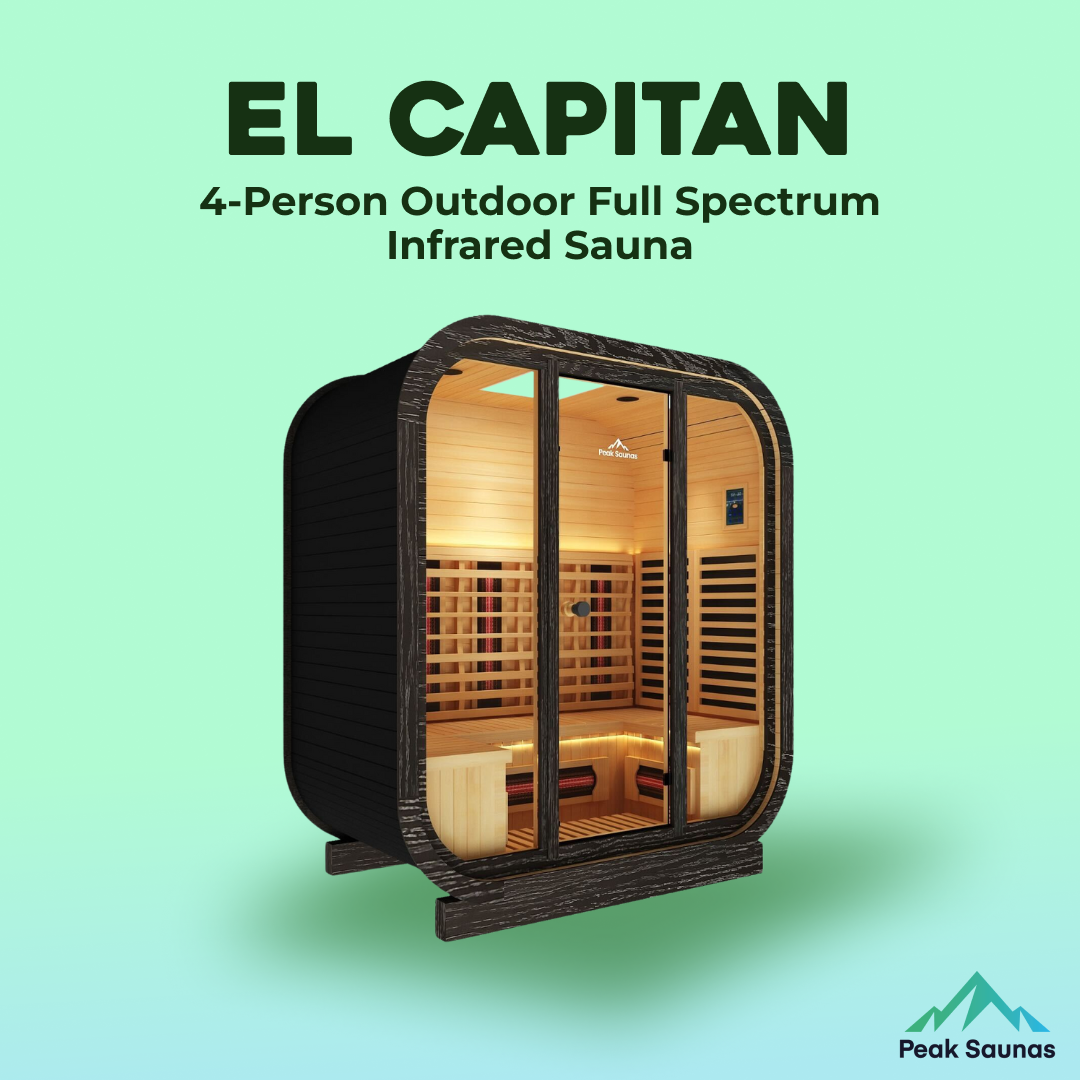 Peak Saunas El Capitan 4-Person Outdoor Full Spectrum Infrared Sauna with XL Medical-Grade Red Light Therapy and Smart WiFi App Control