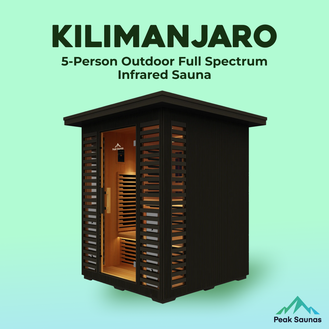 Peak Saunas Kilimanjaro 5-Person Outdoor Full Spectrum Infrared Sauna with XL Medical-Grade Red Light Therapy and Smart WiFi App Control