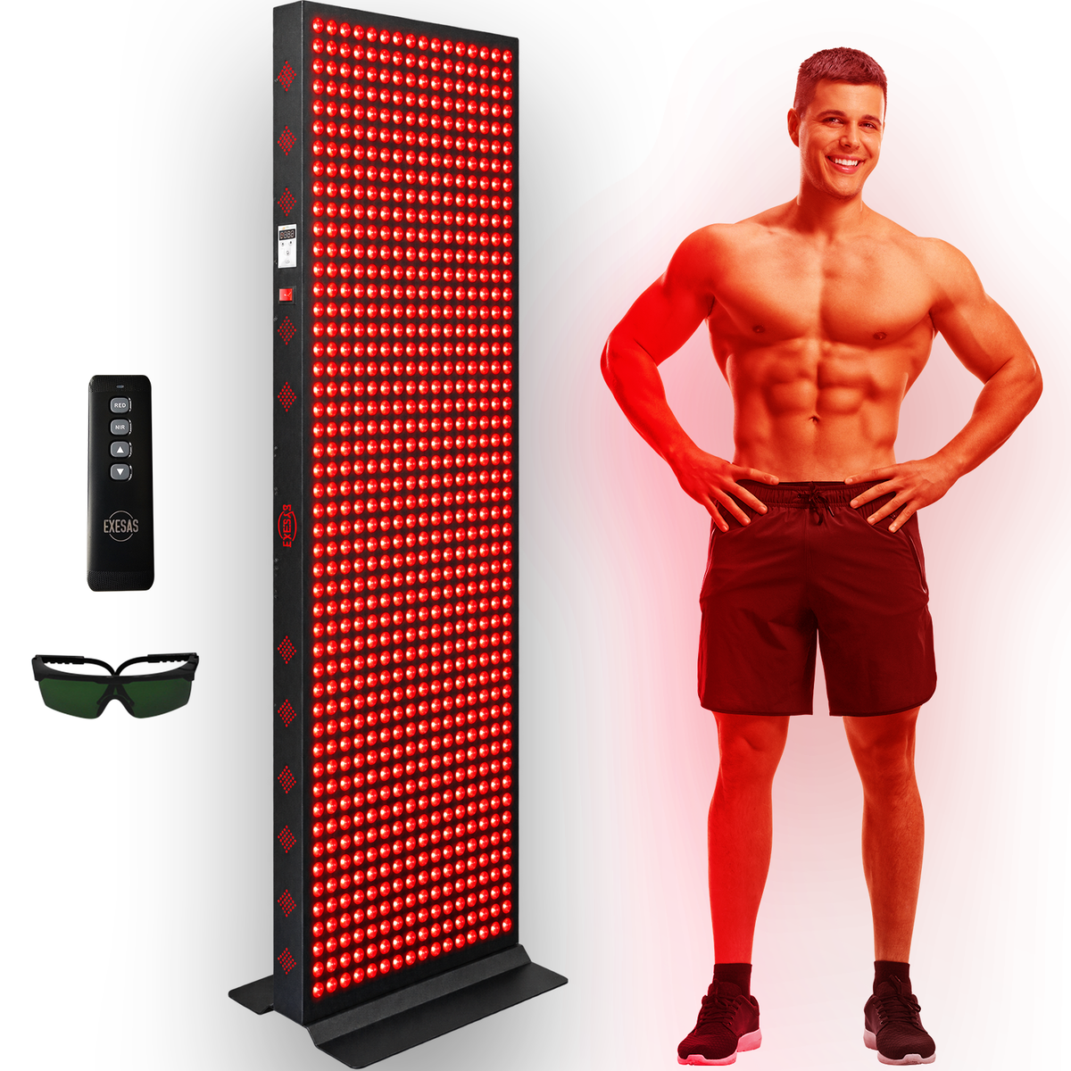 EXESAS   800 LED, 4000W Dual-Chip, Red Light Therapy Device for Full Body, 6-Wavelengths Infrared LED Panel for Skin, Weight, Pain, Wellness