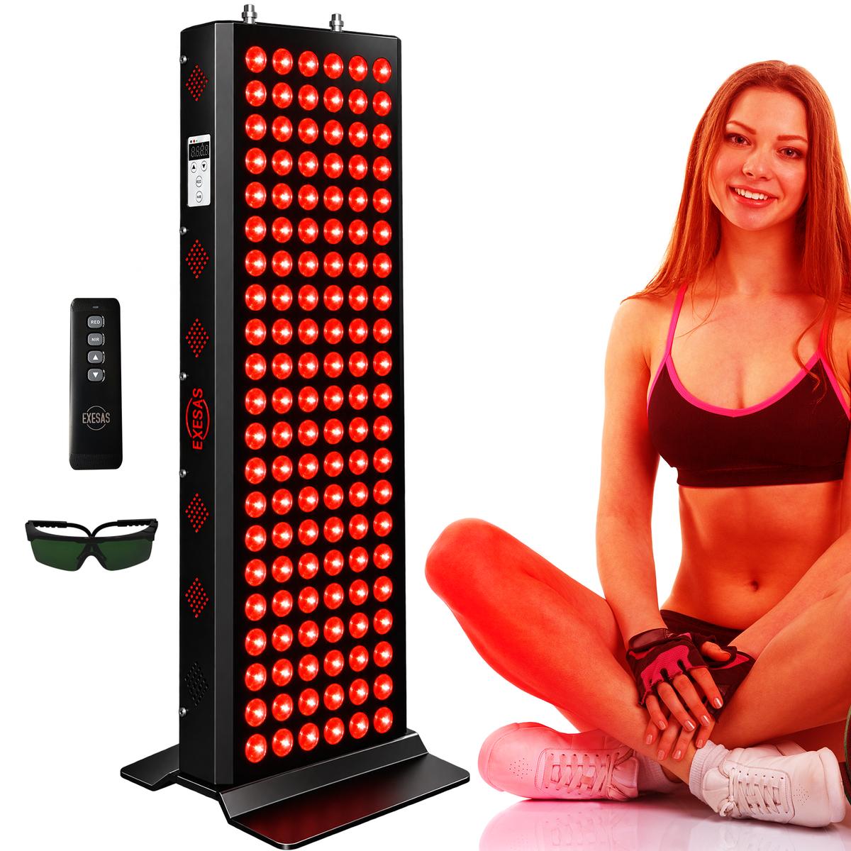 EXESAS 120 LED, 600W Dual-Chip, Red Light Therapy Device for Full Body, 4-Wavelengths Infrared LED Panel for Skin, Weight, Pain, Wellness