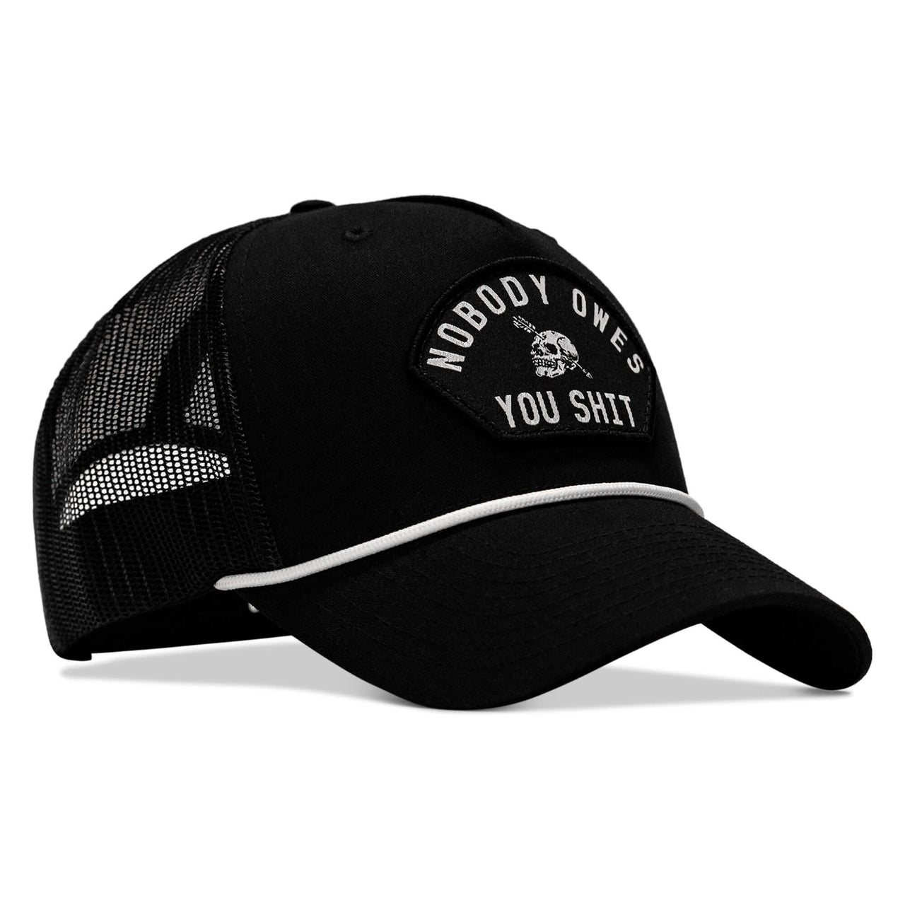 Nobody Owes You Shit Skull Arched Patch Rope Snapback