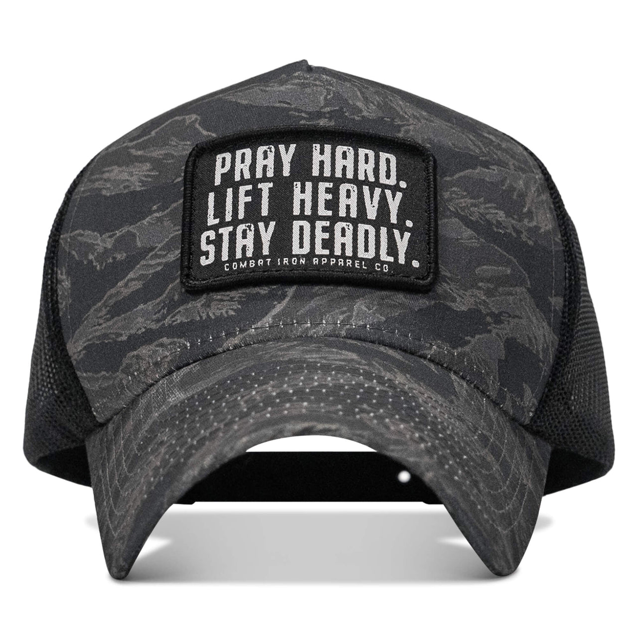Pray Hard. Lift Heavy. Stay Deadly. Patch Five Panel Breacher Snapback Hat