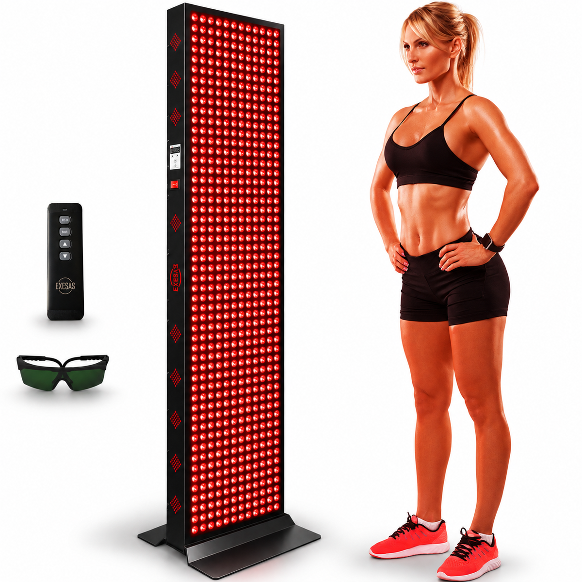 EXESAS  600 LED, 3000W Dual-Chip, Red Light Therapy Device for Full Body, 6-Wavelengths Infrared LED Panel for Skin, Weight, Pain, Wellness