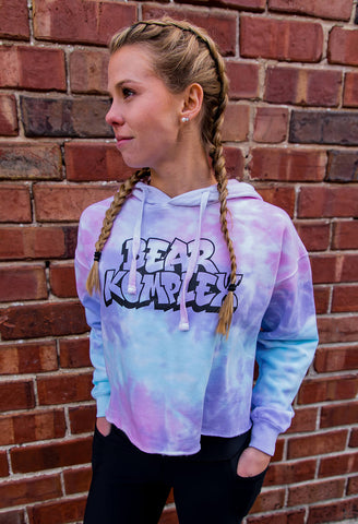 woman wearing Cotton Candy Cropped Hoodie
