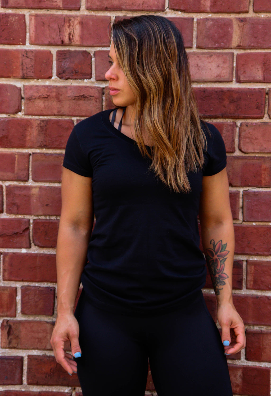 Women's Black Urban V-Neck