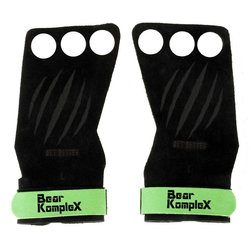 Bear KompleX 3-Hole Hand Grips Black with Green Straps