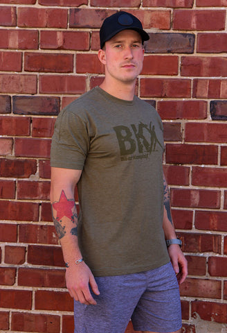 Man wearing Bear KompleX Men's T-Shirt - Military Green BKX