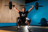 Man lifting wearing Bear KompleX Men's T-Shirt - Black BKX / Grey Font