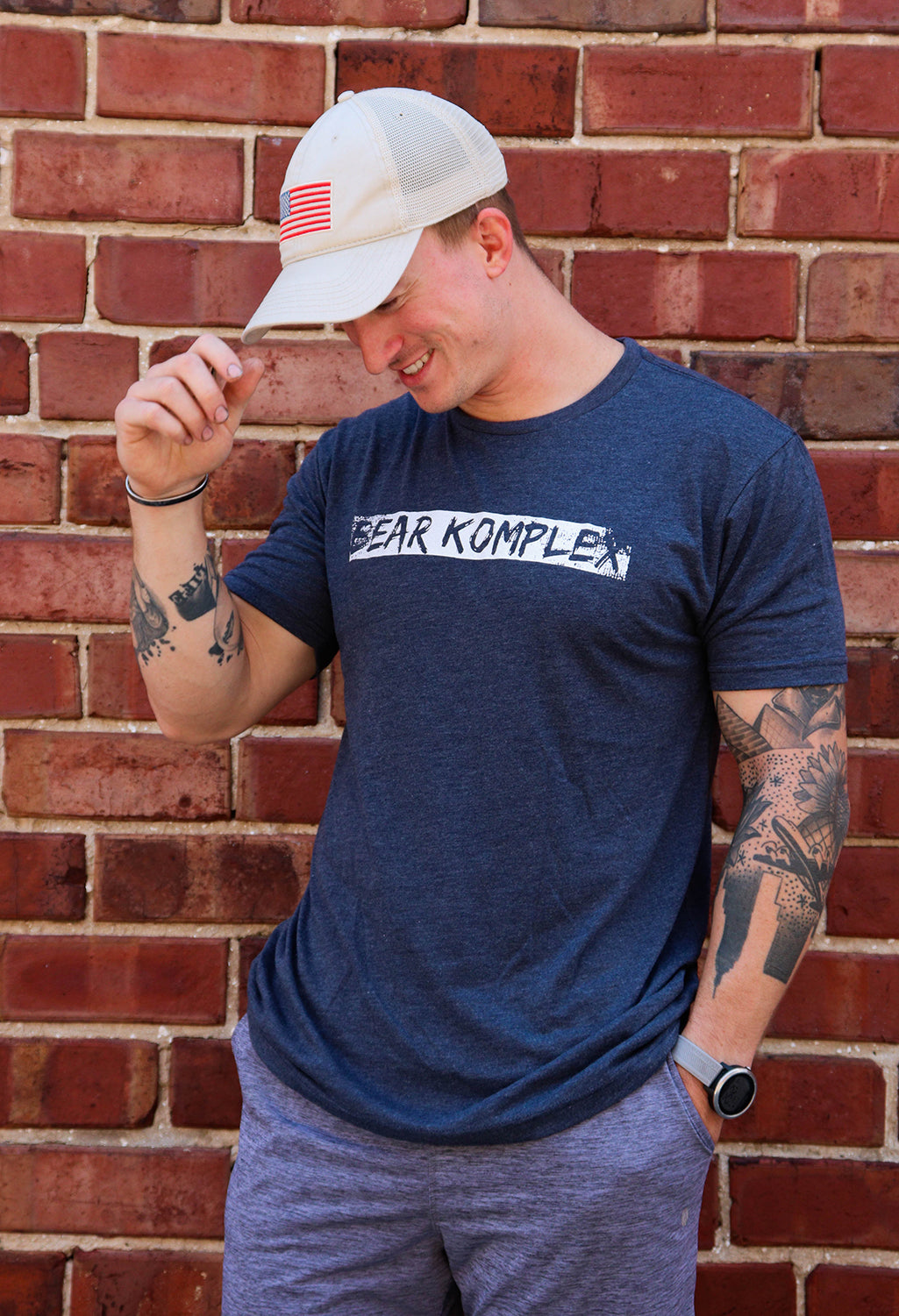 Navy Brushed Logo T-Shirt