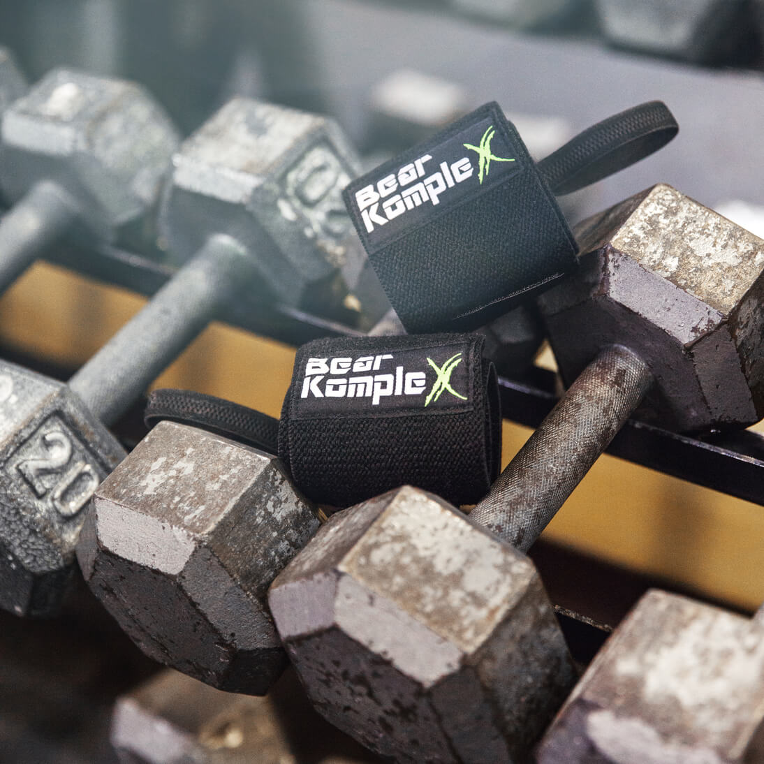 Bear KompleX Wrist Wraps on barbells