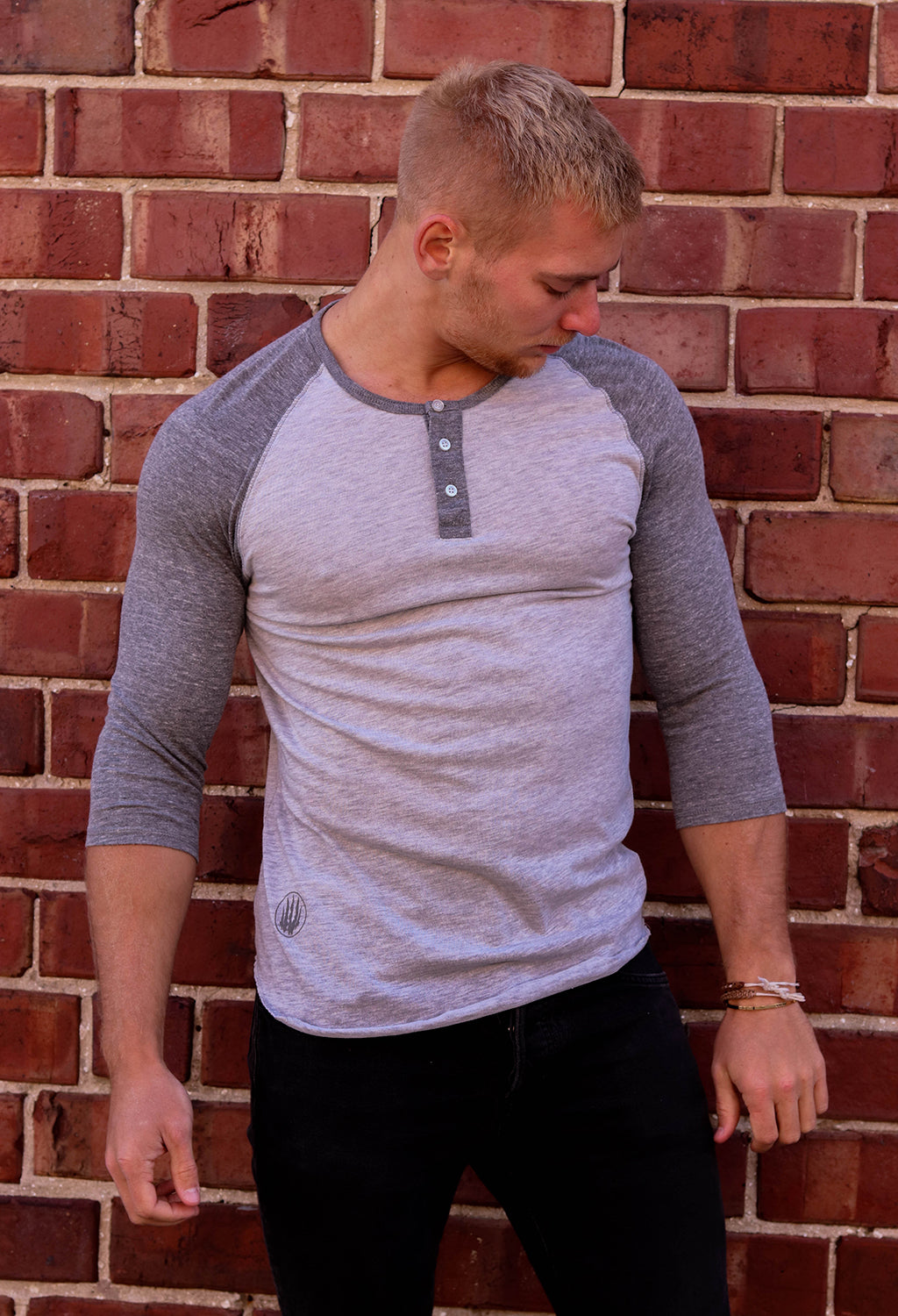 3/4 Henley Grey & Slate