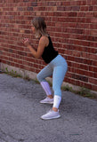 Woman wearing BKX Frosted Teal/White Leggings