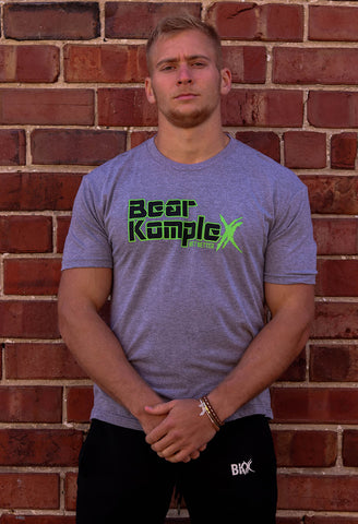 Bear KompleX Men's T-Shirt - Granite Grey / Black and Neon Green Font