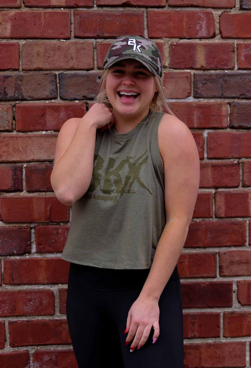 Military Green BKX Racerback Crop