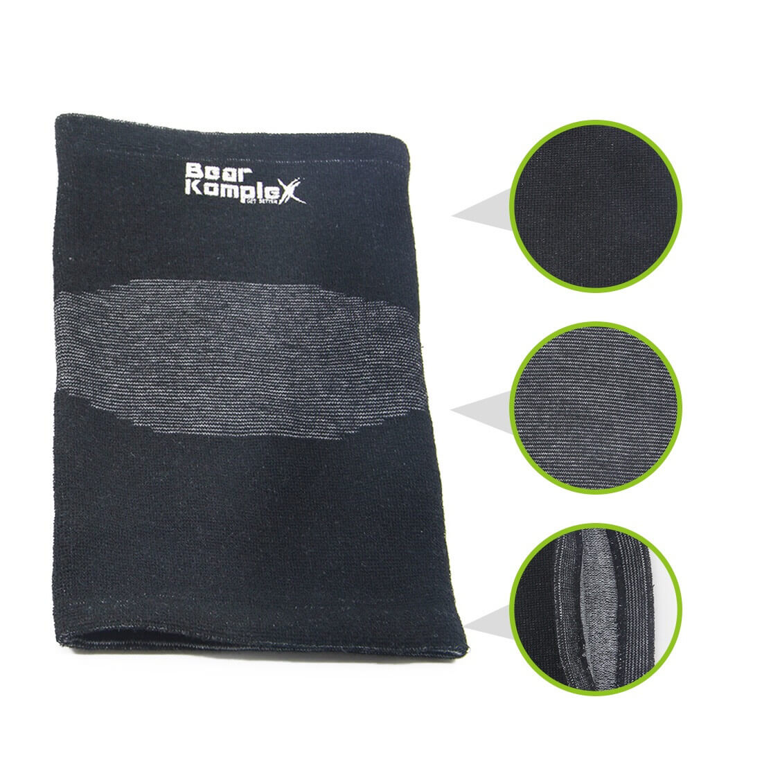 BK LITE Sleeves - 4mm closeup of different textures and benefits of knee sleeve